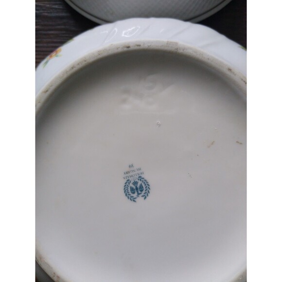 Vintage Hollohaza Hungarian Porcelain Lidded Floral Candy Trinket Dish  3D Rose - Picture 7 of 7